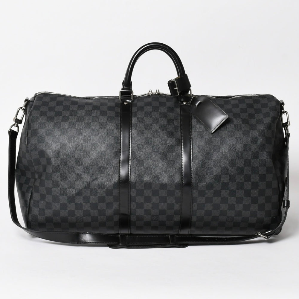 極美品 LOUIS VUITTON ルイヴィトン キーポルバンドリエール55 ボストンバッグ N41413 ダミエグラフィット ブラック 中古 4a005636