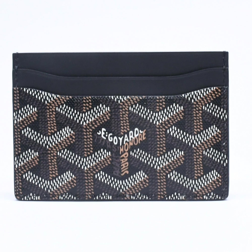 New and unused GOYARD Saint-Sulpice Herringbone Card Case Black PVC Leather Used 4a005444