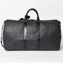 画像をギャラリービューアに読み込む, 極美品 LOUIS VUITTON ルイヴィトン キーポルバンドリエール55 ボストンバッグ N41413 ダミエグラフィット ブラック 中古 4a005636