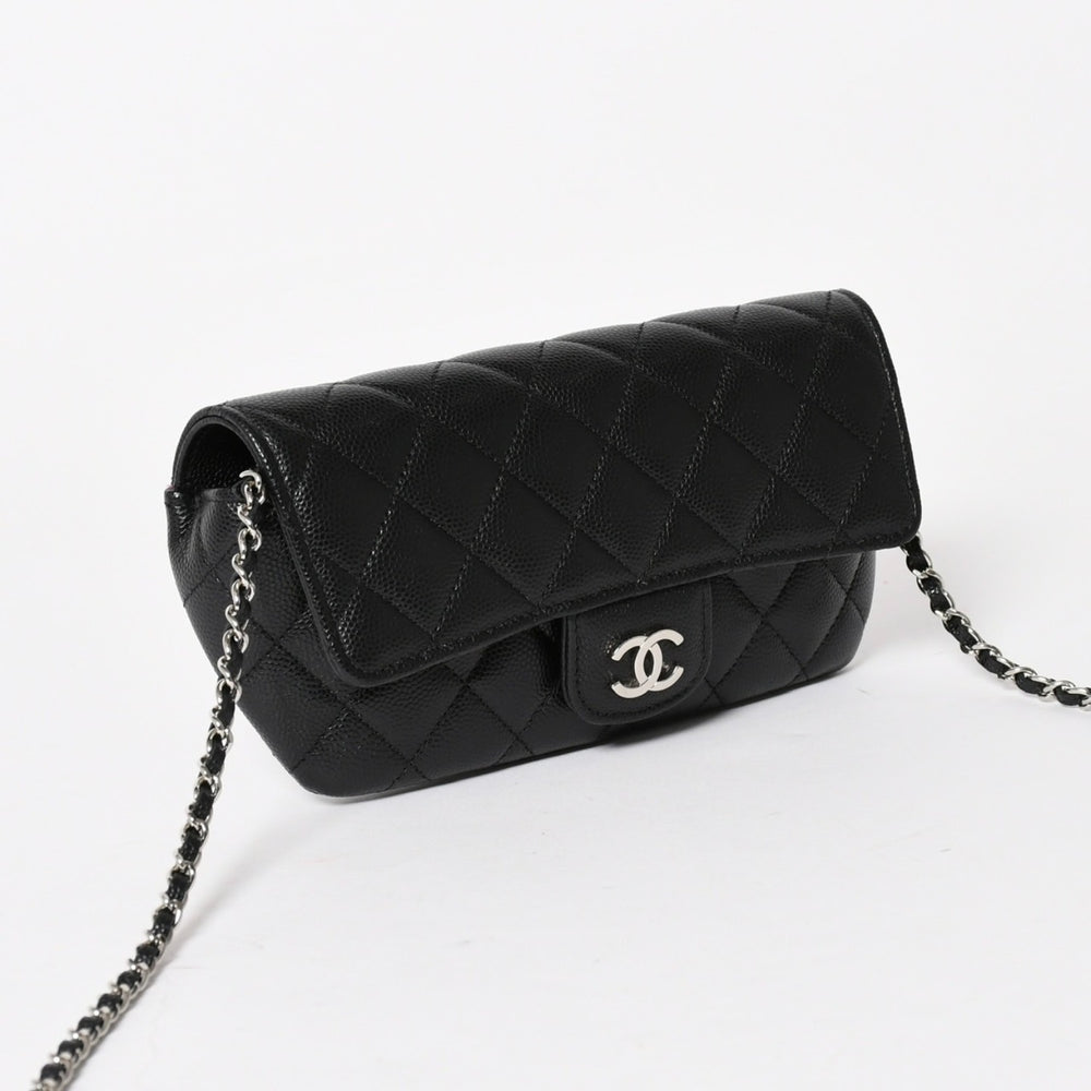New and unused CHANEL Classic Eyewear Case AP2044 31s Coco Mark Caviar Skin Black Silver Hardware Used 4a005670