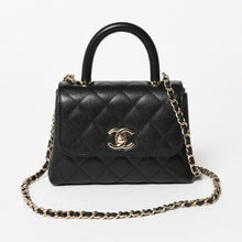 画像をギャラリービューアに読み込む, 新品同様 CHANEL シャネル ココハンドル16 Nano 2WAYバッグ ランダム番台 ココマーク キャビアスキン ブラック ゴールド金具 中古 4a005641