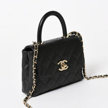 画像をギャラリービューアに読み込む, 新品同様 CHANEL シャネル ココハンドル16 Nano 2WAYバッグ ランダム番台 ココマーク キャビアスキン ブラック ゴールド金具 中古 4a005641