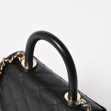 画像をギャラリービューアに読み込む, 新品同様 CHANEL シャネル ココハンドル16 Nano 2WAYバッグ ランダム番台 ココマーク キャビアスキン ブラック ゴールド金具 中古 4a005641