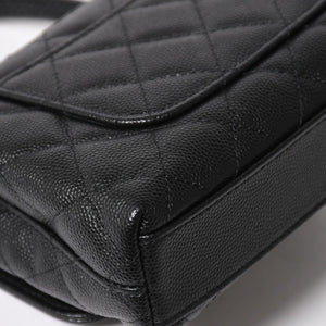 新品同様 CHANEL シャネル ココハンドル16 Nano 2WAYバッグ ランダム番台 ココマーク キャビアスキン ブラック ゴールド金具 中古 4a005641
