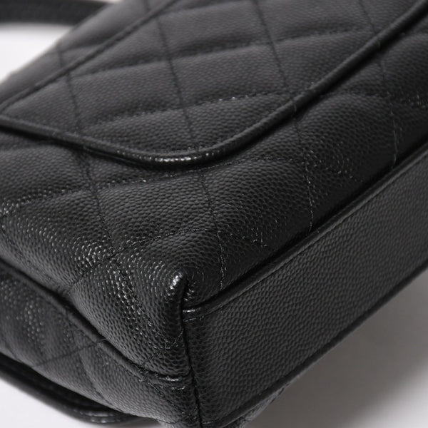新品同様 CHANEL シャネル ココハンドル16 Nano 2WAYバッグ ランダム番台 ココマーク キャビアスキン ブラック ゴールド金具 中古 4a005641
