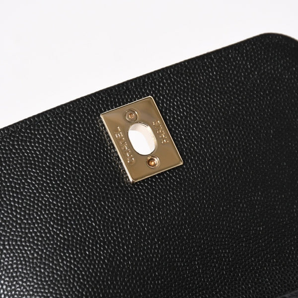 新品同様 CHANEL シャネル ココハンドル16 Nano 2WAYバッグ ランダム番台 ココマーク キャビアスキン ブラック ゴールド金具 中古 4a005641