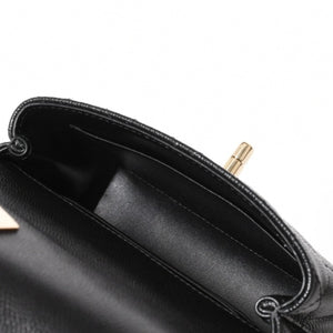 新品同様 CHANEL シャネル ココハンドル16 Nano 2WAYバッグ ランダム番台 ココマーク キャビアスキン ブラック ゴールド金具 中古 4a005641