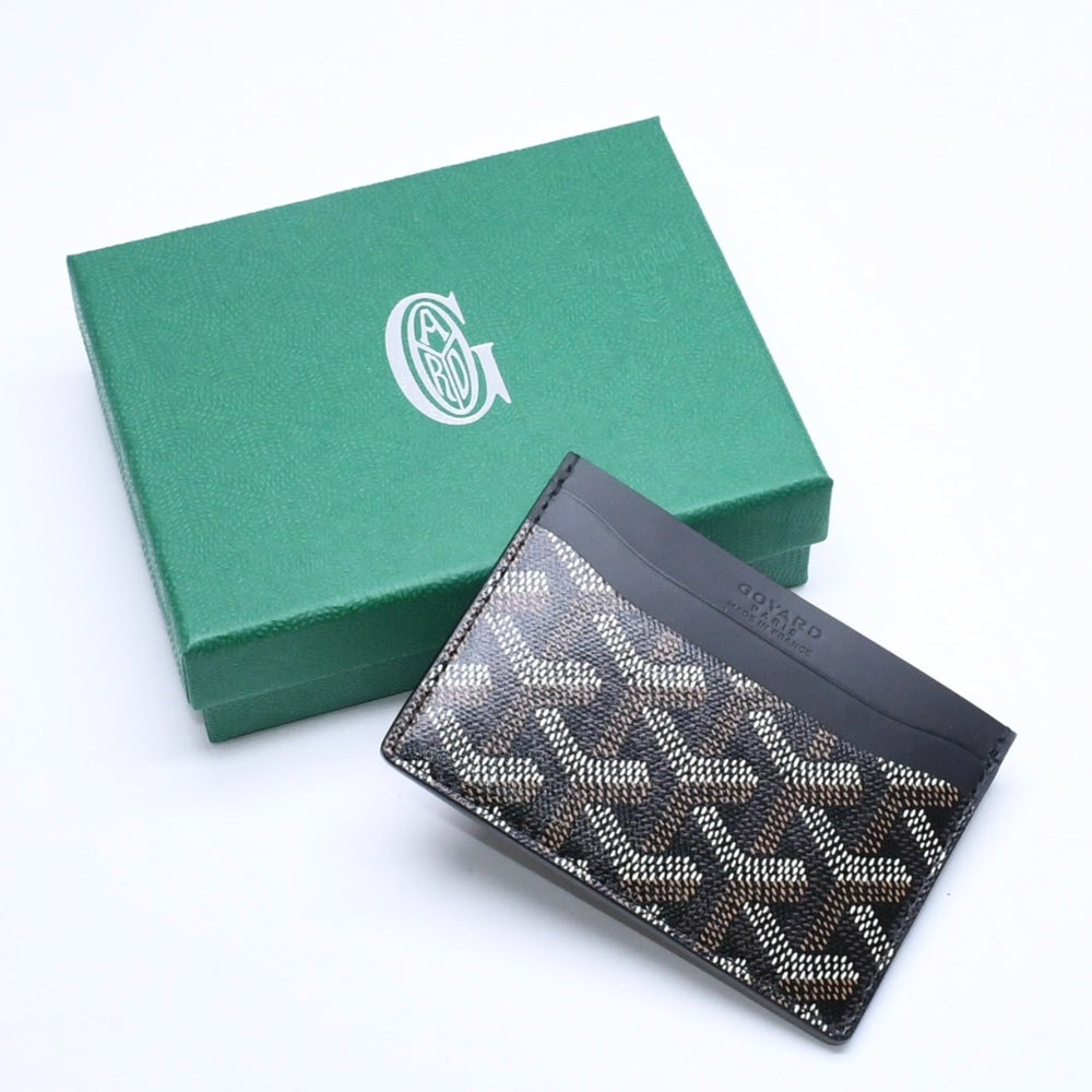 新品未使用品 GOYARD ゴヤール サンシュルピス ヘリンボーン カードケース ブラック PVC レザー 中古 4a005444