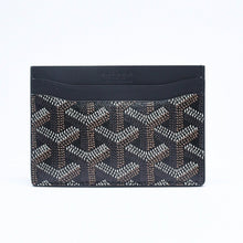 画像をギャラリービューアに読み込む, 新品未使用品 GOYARD ゴヤール サンシュルピス ヘリンボーン カードケース ブラック PVC レザー 中古 4a005444
