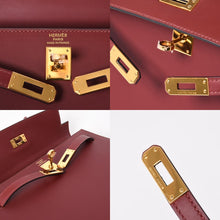 画像をギャラリービューアに読み込む, 新品同様品 HERMES エルメス ケリー25 X刻印 外縫い ルージュアッシュ 赤 ルージュアッシュ ゴールド金具 中古 4a005647