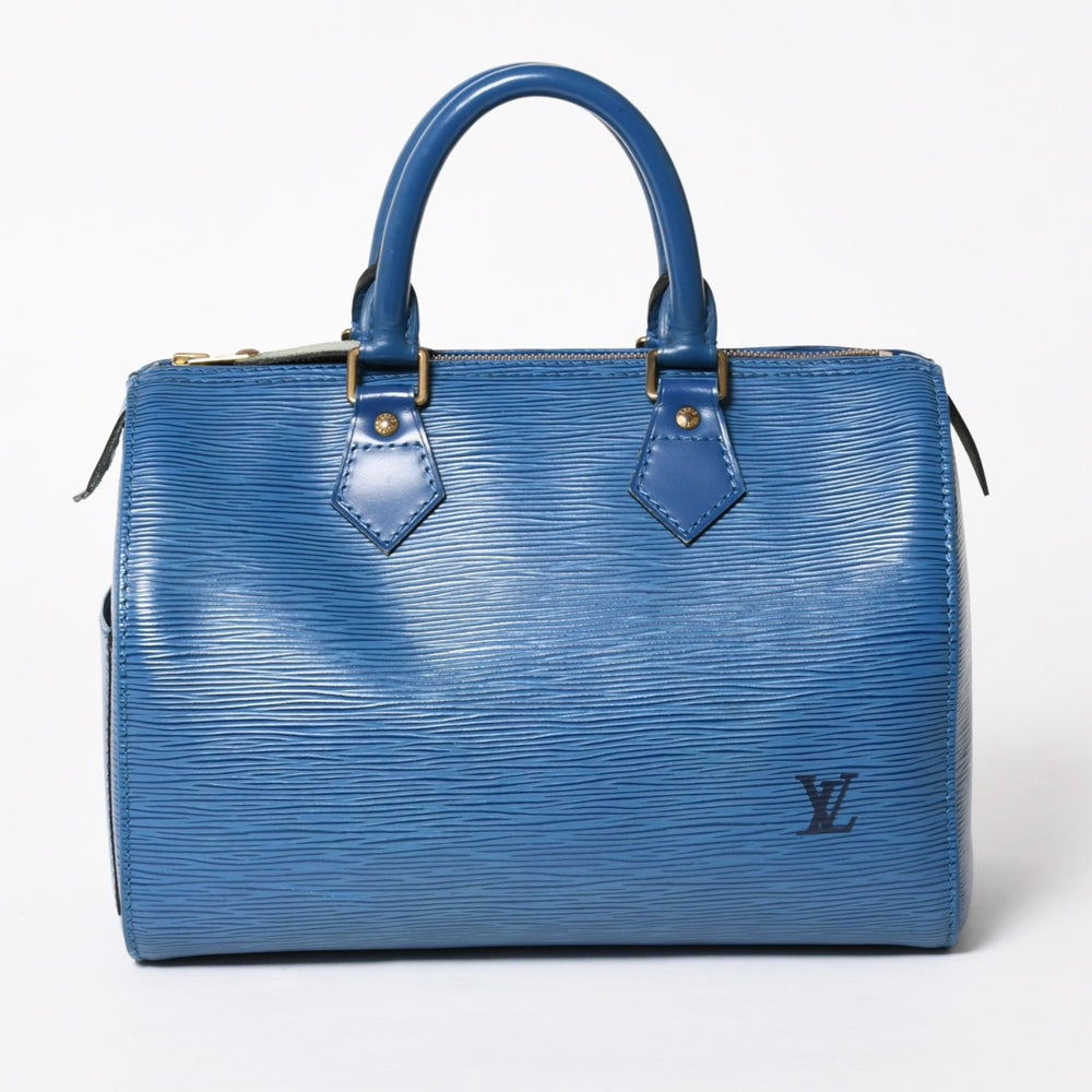 極美品 LOUIS VUITTON ルイヴィトン スピーディ25 ハンドバッグ M43015 エピ レザー トレドブルー ゴールド金具 中古 4a005650