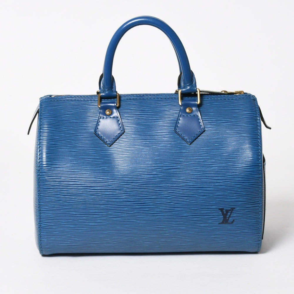 極美品 LOUIS VUITTON ルイヴィトン スピーディ25 ハンドバッグ M43015 エピ レザー トレドブルー ゴールド金具 中古 4a005650