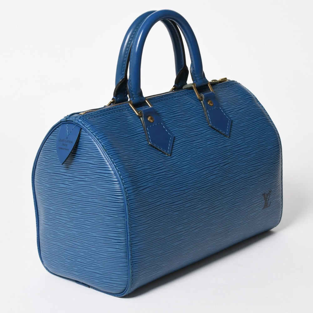 極美品 LOUIS VUITTON ルイヴィトン スピーディ25 ハンドバッグ M43015 エピ レザー トレドブルー ゴールド金具 中古 4a005650