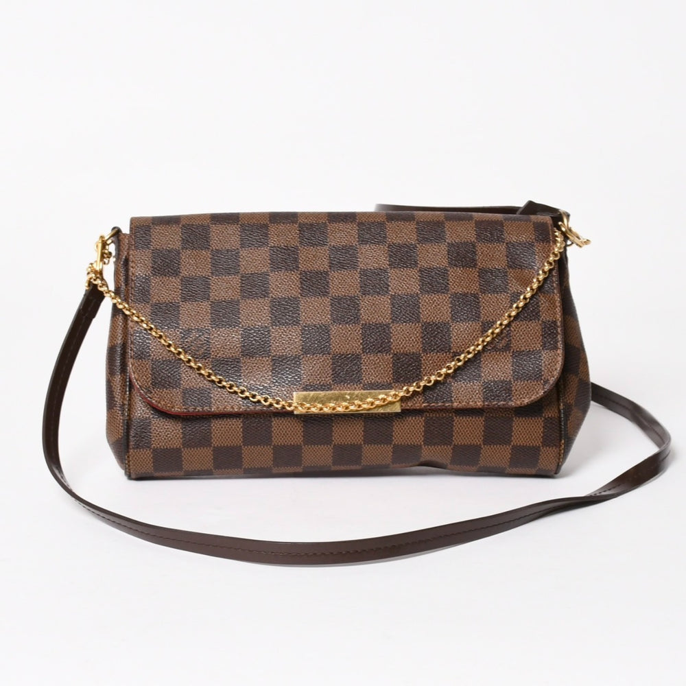 極美品 LOUIS VUITTON ルイヴィトン ショルダーバッグ ダミエ フェイボリットMM ダミエキャンバス N41129 ブラウン 中古 4a005626