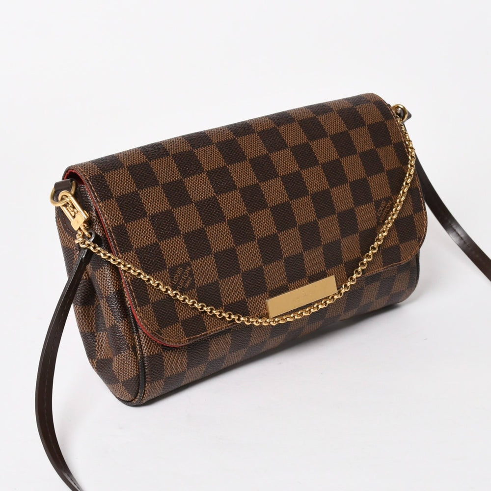 極美品 LOUIS VUITTON ルイヴィトン ショルダーバッグ ダミエ フェイボリットMM ダミエキャンバス N41129 ブラウン 中古 4a005626