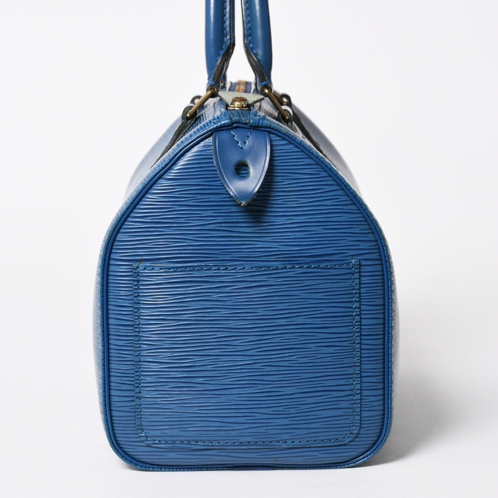 極美品 LOUIS VUITTON ルイヴィトン スピーディ25 ハンドバッグ M43015 エピ レザー トレドブルー ゴールド金具 中古 4a005650