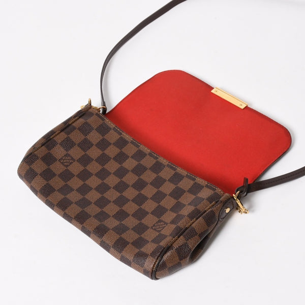 Very Good Condition LOUIS VUITTON Shoulder Bag Damier Favorite MM Damier Canvas N41129 Brown Used 4a005626