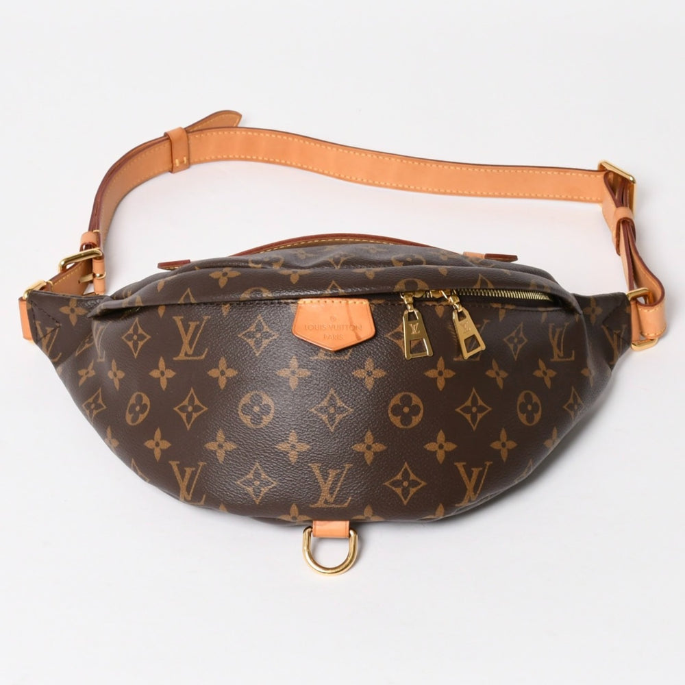 極美品 LOUIS VUITTON ルイ ヴィトン バムバッグMM ショルダーバッグ M43644 ブラウン モノグラムキャンバス レザー ゴールド金具 中古 4a005649