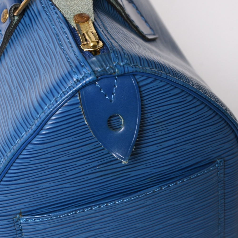極美品 LOUIS VUITTON ルイヴィトン スピーディ25 ハンドバッグ M43015 エピ レザー トレドブルー ゴールド金具 中古 4a005650
