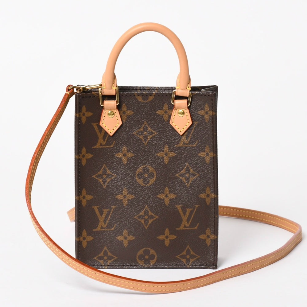Like new LOUIS VUITTON Petit Sac Pla 2WAY bag M69442 Monogram Brown Gold hardware Used 4a005633