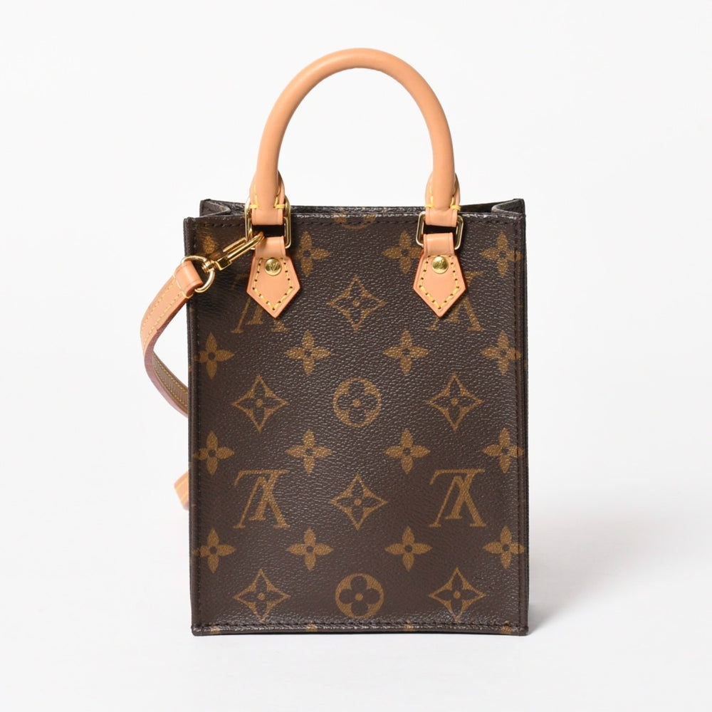 Like new LOUIS VUITTON Petit Sac Pla 2WAY bag M69442 Monogram Brown Gold hardware Used 4a005633