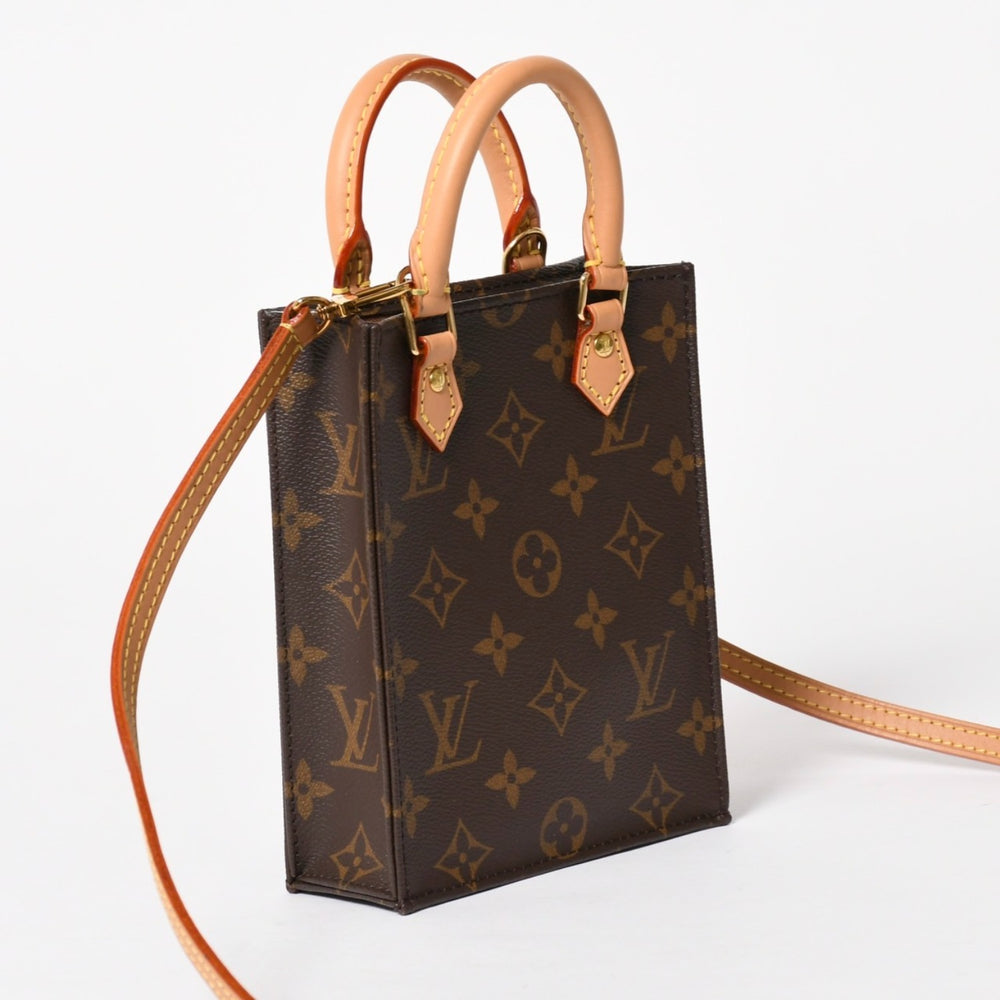 新品同様 LOUIS VUITTON ルイヴィトン プティット サックプラ 2WAYバッグ M69442 モノグラム ブラウン ゴールド金具 中古 4a005633