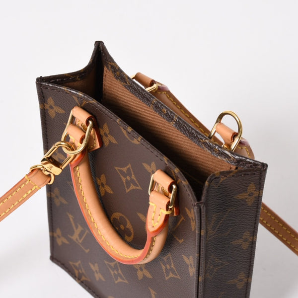 Like new LOUIS VUITTON Petit Sac Pla 2WAY bag M69442 Monogram Brown Gold hardware Used 4a005633