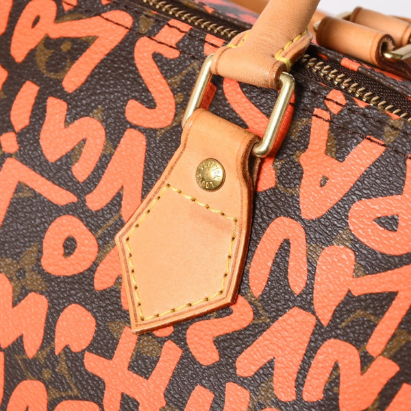 Very Good Condition LOUIS VUITTON Monogram Speedy 30 Orange Handbag M93705 Monogram Graffiti Canvas Used 4a005651