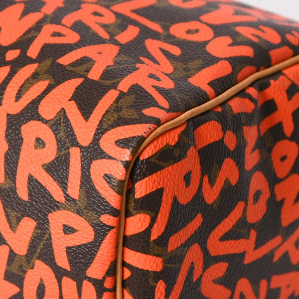 Very Good Condition LOUIS VUITTON Monogram Speedy 30 Orange Handbag M93705 Monogram Graffiti Canvas Used 4a005651