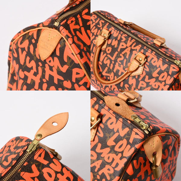 Very Good Condition LOUIS VUITTON Monogram Speedy 30 Orange Handbag M93705 Monogram Graffiti Canvas Used 4a005651