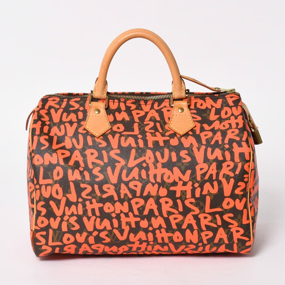 Very Good Condition LOUIS VUITTON Monogram Speedy 30 Orange Handbag M93705 Monogram Graffiti Canvas Used 4a005651