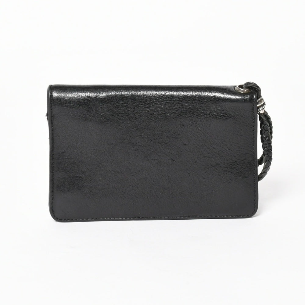 CHROME HEARTS クロムハーツ 2ZIP STRAP WALLET 2ジップ ストラップ ウォレット 二つ折り財布 クロスボール ブラック 美品 中古 4a005566