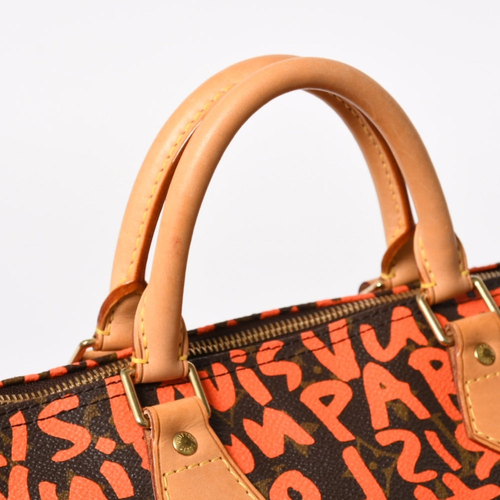 極美品 LOUIS VUITTON ルイヴィトン モノグラム スピーディ30 オランジュ ハンドバッグ M93705 モノグラム グラフティ キャンバス 中古 4a005651