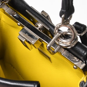 FENDI フェンディ マイクロ ピーカブー 2WAY ハンドバッグ ショルダーバッグ 8M0355 スタッズ ピンク イエロー シルバー金具 美品 中古 4a004883