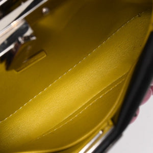 FENDI フェンディ マイクロ ピーカブー 2WAY ハンドバッグ ショルダーバッグ 8M0355 スタッズ ピンク イエロー シルバー金具 美品 中古 4a004883