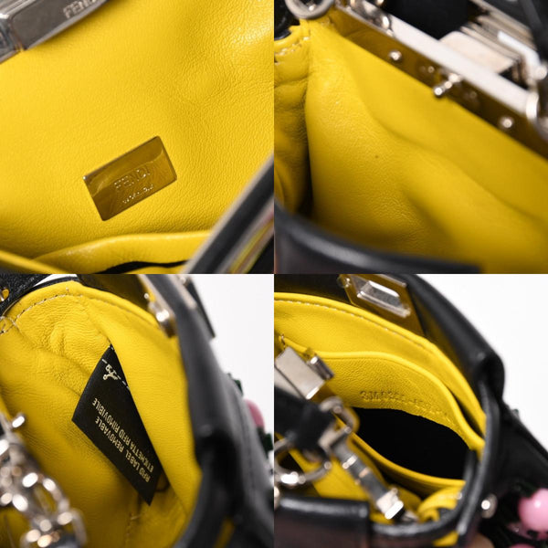 FENDI フェンディ マイクロ ピーカブー 2WAY ハンドバッグ ショルダーバッグ 8M0355 スタッズ ピンク イエロー シルバー金具 美品 中古 4a004883