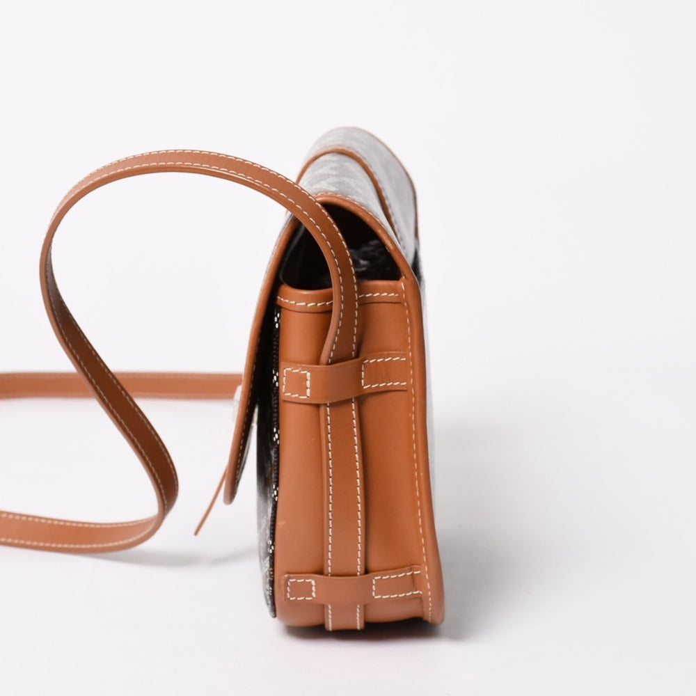 Very good condition GOYARD Belvedere PM crossbody bag brown PVC coated canvas leather silver hardware used 4a005655