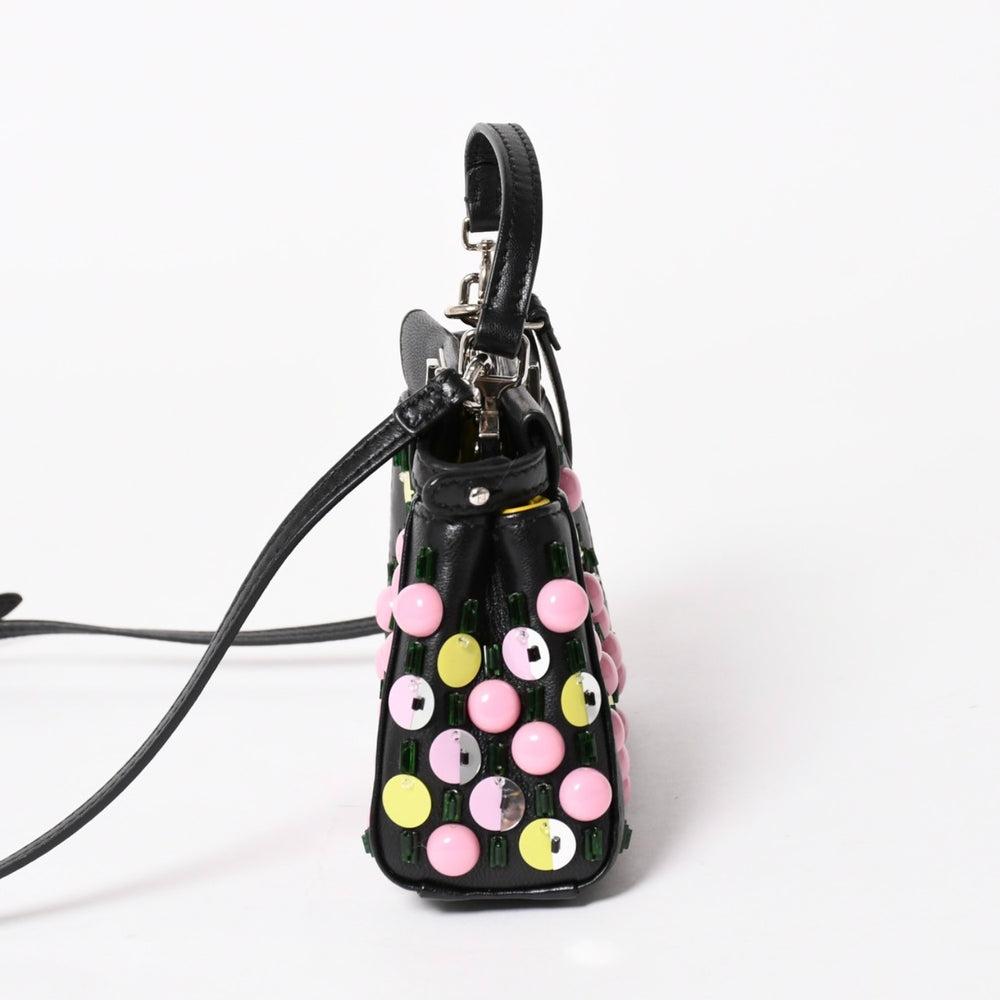 FENDI Micro Peekaboo 2WAY Handbag Shoulder Bag 8M0355 Studs Pink Yellow Silver Hardware Good Condition Used 4a004883