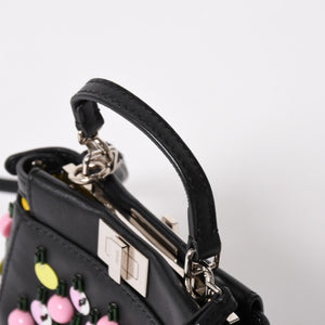 FENDI フェンディ マイクロ ピーカブー 2WAY ハンドバッグ ショルダーバッグ 8M0355 スタッズ ピンク イエロー シルバー金具 美品 中古 4a004883