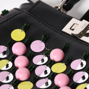 FENDI フェンディ マイクロ ピーカブー 2WAY ハンドバッグ ショルダーバッグ 8M0355 スタッズ ピンク イエロー シルバー金具 美品 中古 4a004883
