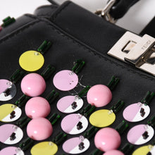 画像をギャラリービューアに読み込む, FENDI フェンディ マイクロ ピーカブー 2WAY ハンドバッグ ショルダーバッグ 8M0355 スタッズ ピンク イエロー シルバー金具 美品 中古 4a004883