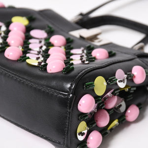 FENDI フェンディ マイクロ ピーカブー 2WAY ハンドバッグ ショルダーバッグ 8M0355 スタッズ ピンク イエロー シルバー金具 美品 中古 4a004883