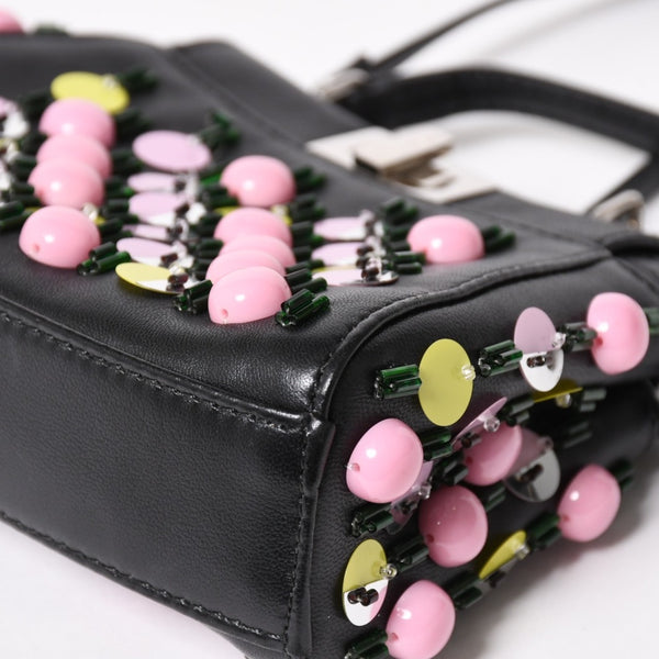 FENDI フェンディ マイクロ ピーカブー 2WAY ハンドバッグ ショルダーバッグ 8M0355 スタッズ ピンク イエロー シルバー金具 美品 中古 4a004883