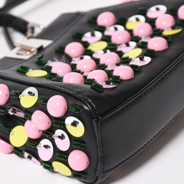 FENDI フェンディ マイクロ ピーカブー 2WAY ハンドバッグ ショルダーバッグ 8M0355 スタッズ ピンク イエロー シルバー金具 美品 中古 4a004883