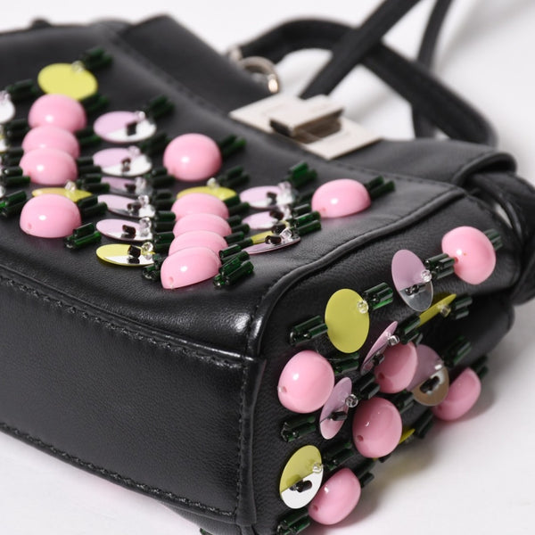 FENDI フェンディ マイクロ ピーカブー 2WAY ハンドバッグ ショルダーバッグ 8M0355 スタッズ ピンク イエロー シルバー金具 美品 中古 4a004883