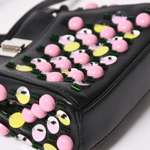 FENDI フェンディ マイクロ ピーカブー 2WAY ハンドバッグ ショルダーバッグ 8M0355 スタッズ ピンク イエロー シルバー金具 美品 中古 4a004883