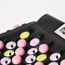 画像をギャラリービューアに読み込む, FENDI フェンディ マイクロ ピーカブー 2WAY ハンドバッグ ショルダーバッグ 8M0355 スタッズ ピンク イエロー シルバー金具 美品 中古 4a004883