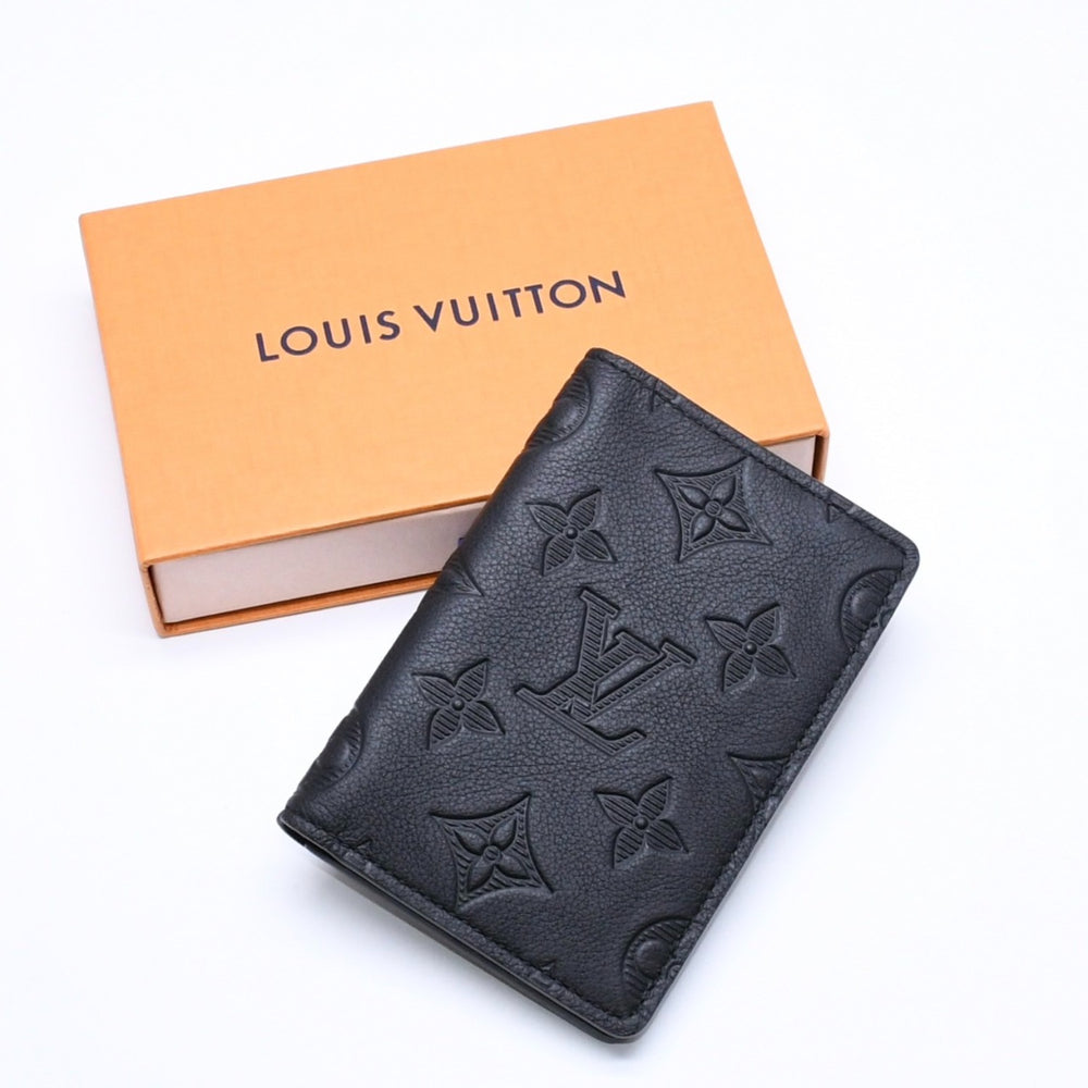 新品同様品 LOUIS VUITTON ルイヴィトン オーガナイザードゥポッシュ カードケース M62899 ブラック レザー 中古 4a005662