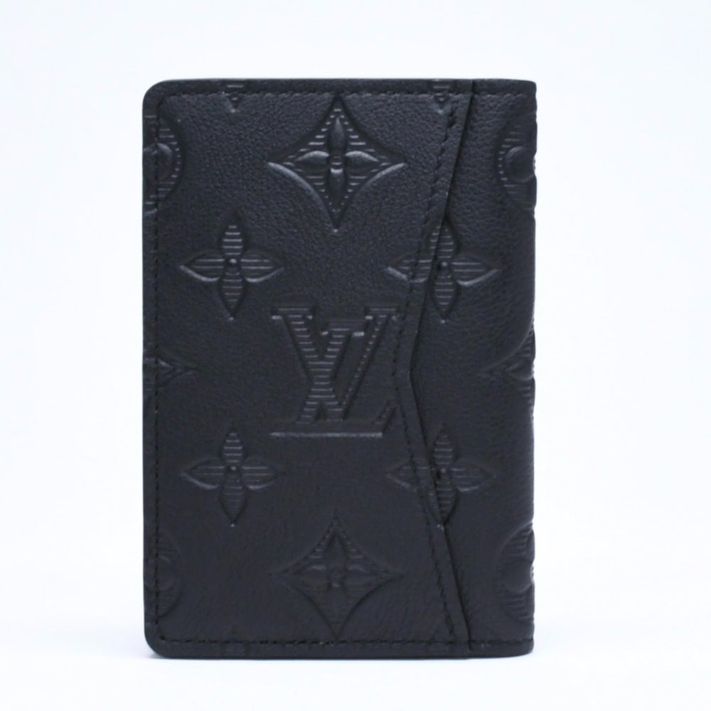 新品同様品 LOUIS VUITTON ルイヴィトン オーガナイザードゥポッシュ カードケース M62899 ブラック レザー 中古 4a005662