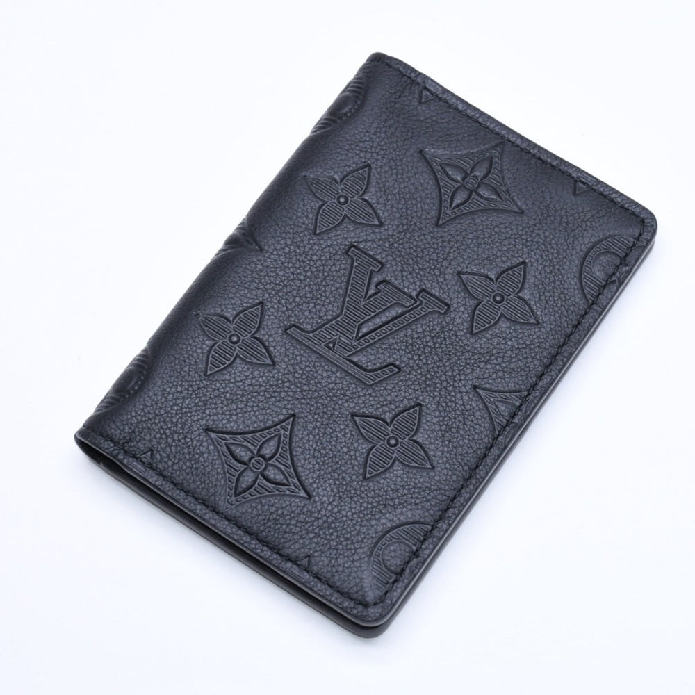 新品同様品 LOUIS VUITTON ルイヴィトン オーガナイザードゥポッシュ カードケース M62899 ブラック レザー 中古 4a005662